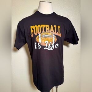 FOOTBALL IS LIFE TSHIRT  100% cotton UNISEX BLACK ORANGE